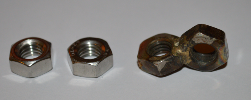 Two 13mm nuts and a brazed right angle nut.